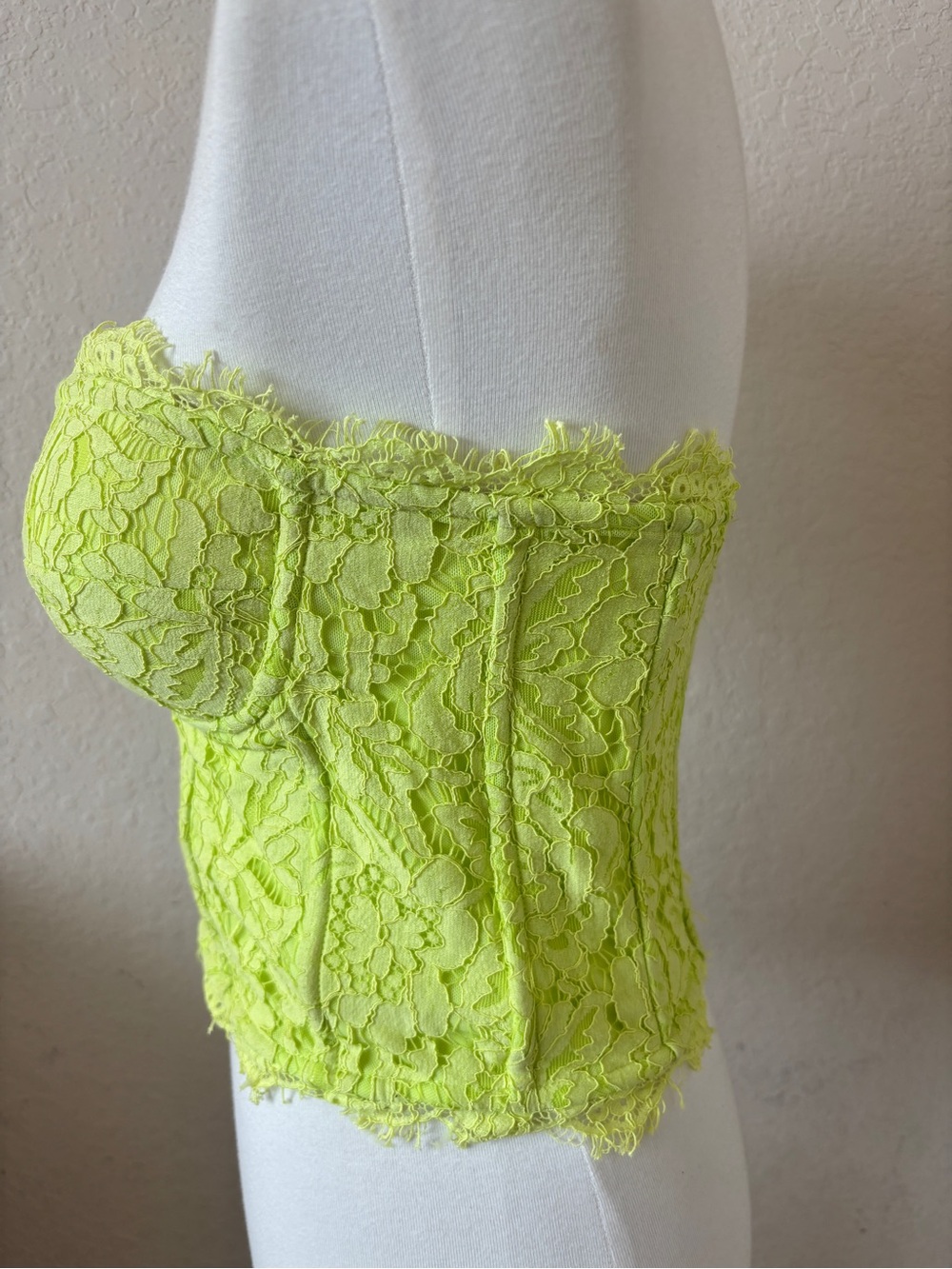 Generation Love Enya Lace Bustier Corset Top Neon Lime Festival Strapless Medium - Picture 3 of 5